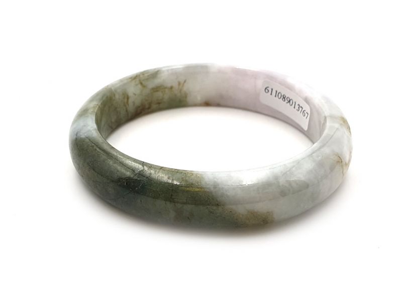 Jade-Armband Klasse A Grün und Weiß / Durchscheinend 2