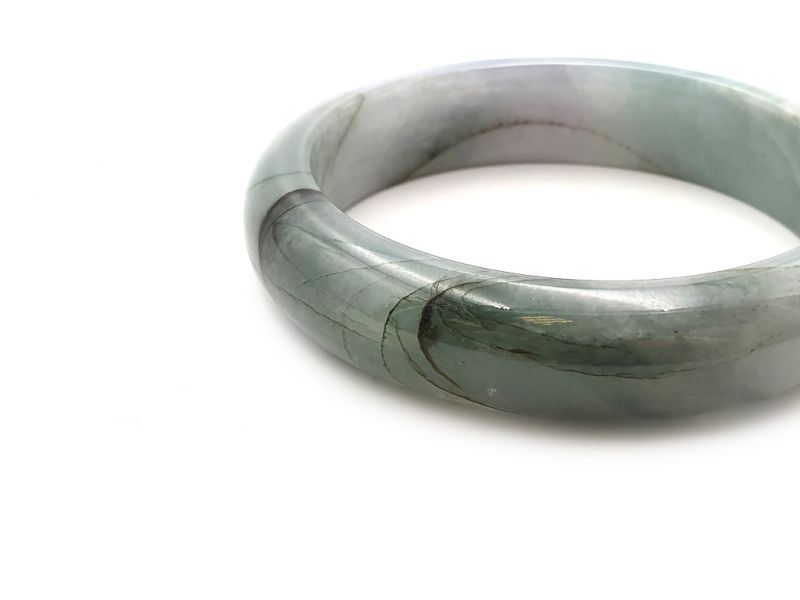 Jade-Armband Klasse A Grün und Weiß / Durchscheinend 2