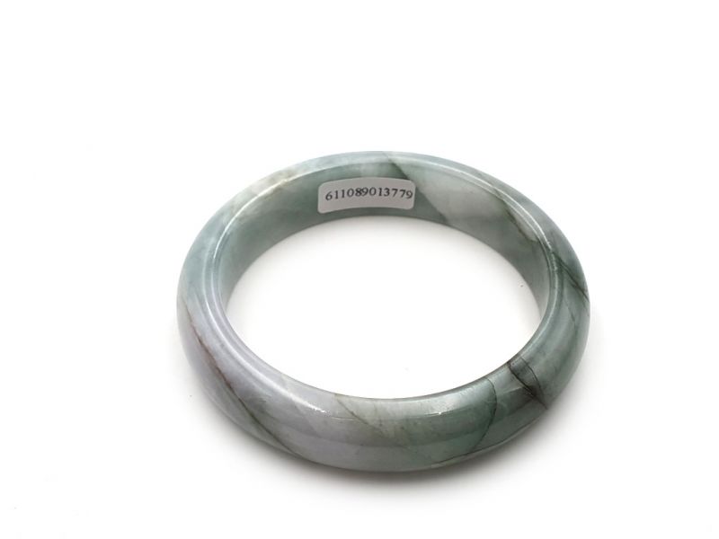 Jade-Armband Klasse A Grün und Weiß / Durchscheinend 4