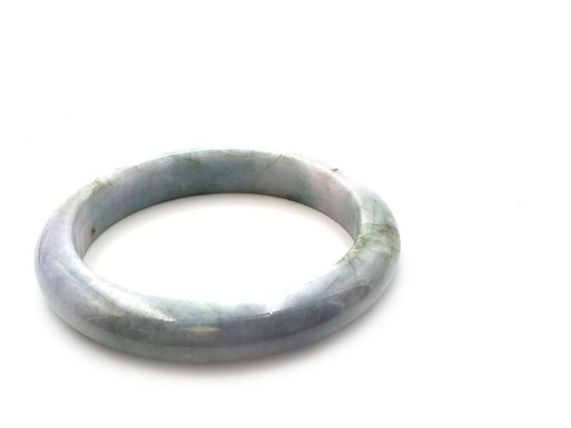 Jade-Armband Klasse A Grün und Weiß / Durchscheinend 4