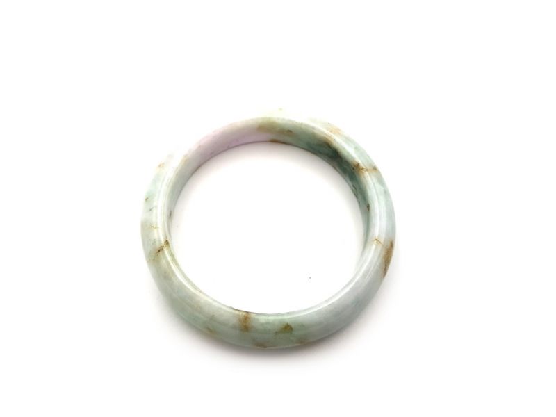 Jade-Armband Klasse A Grün und Weiß mit Reflexionen 2