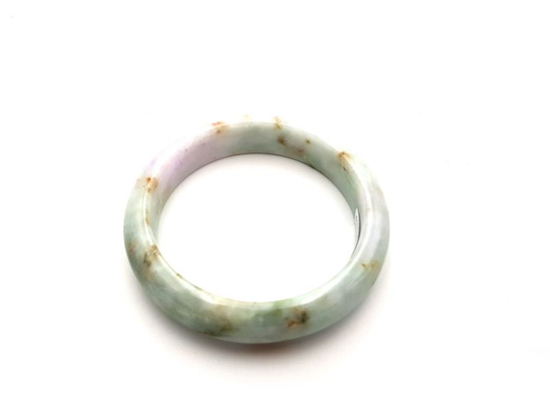 Jade-Armband Klasse A Grün und Weiß mit Reflexionen 3