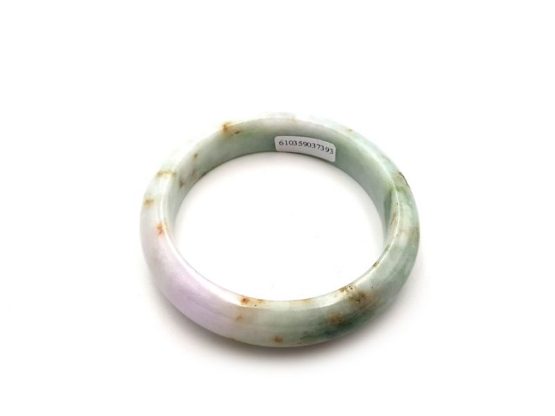 Jade-Armband Klasse A Grün und Weiß mit Reflexionen 4