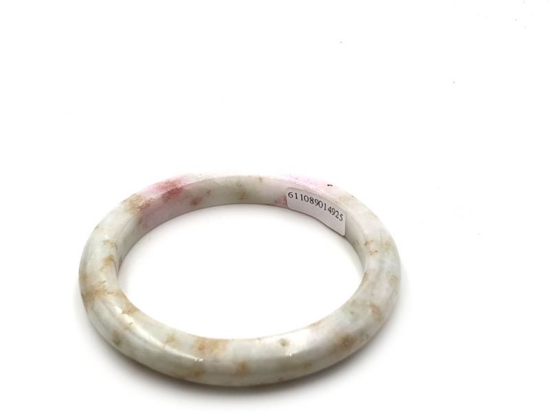 Jade-Armband Klasse A Weiß mit grünen und rosa Reflexen 2
