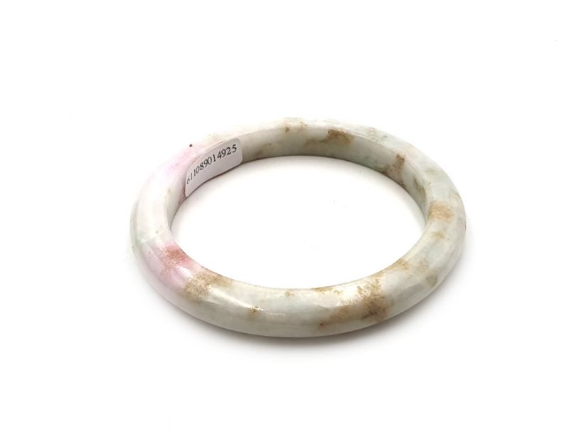 Jade-Armband Klasse A Weiß mit grünen und rosa Reflexen 3