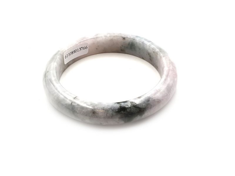 Jade-Armband Klasse A Weiß und gepunktetes Grün / Durchscheinend 2