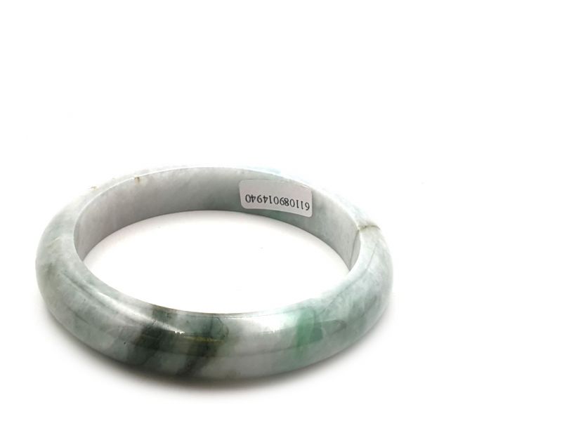 Jade-Armband Klasse A Weiß und gepunktetes Grün / Durchscheinend 2