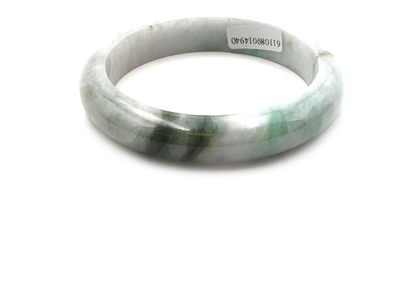 Jade-Armband Klasse A Weiß und gepunktetes Grün / Durchscheinend 3