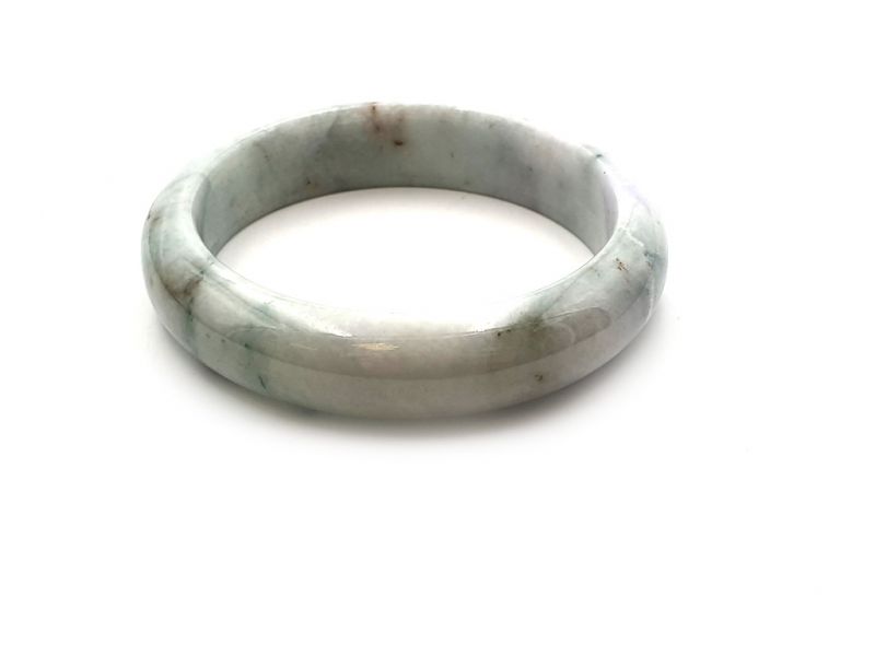 Jade-Armband Klasse A Weiß und gepunktetes Grün / Durchscheinend 2