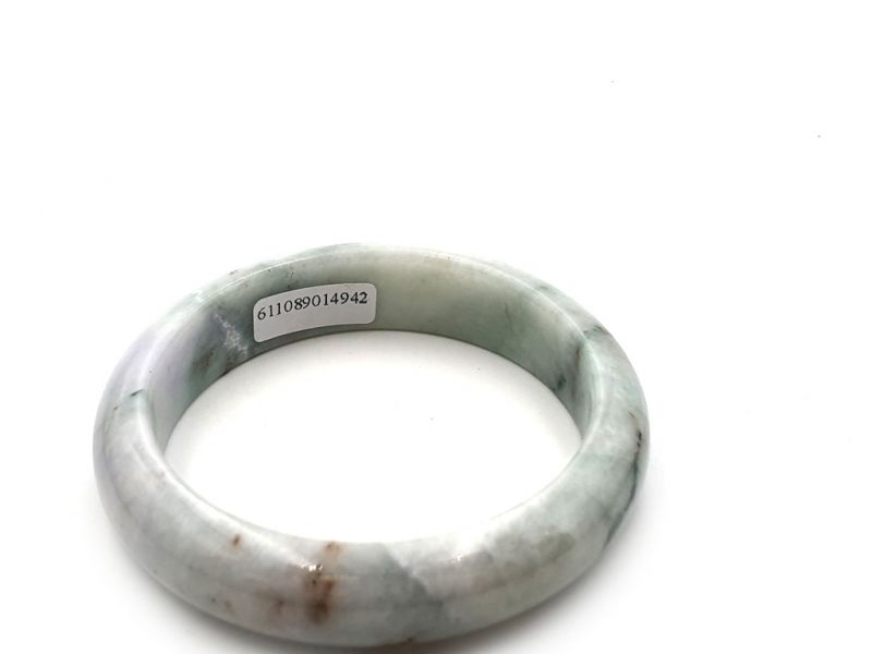 Jade-Armband Klasse A Weiß und gepunktetes Grün / Durchscheinend 3