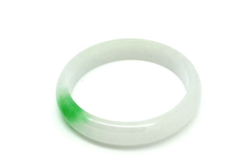 Jade-Armband Klasse A Weiß und grün 5 6cm 2