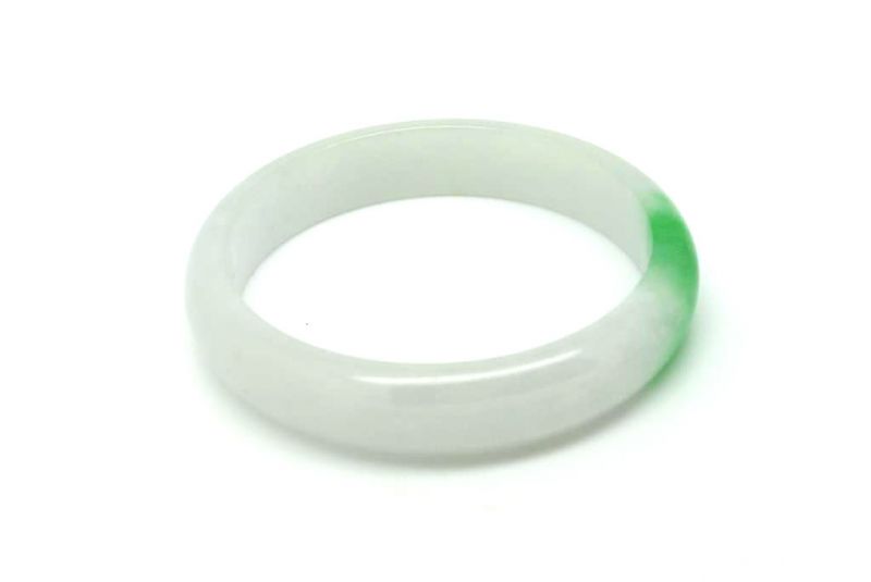 Jade-Armband Klasse A Weiß und grün 5 6cm 3