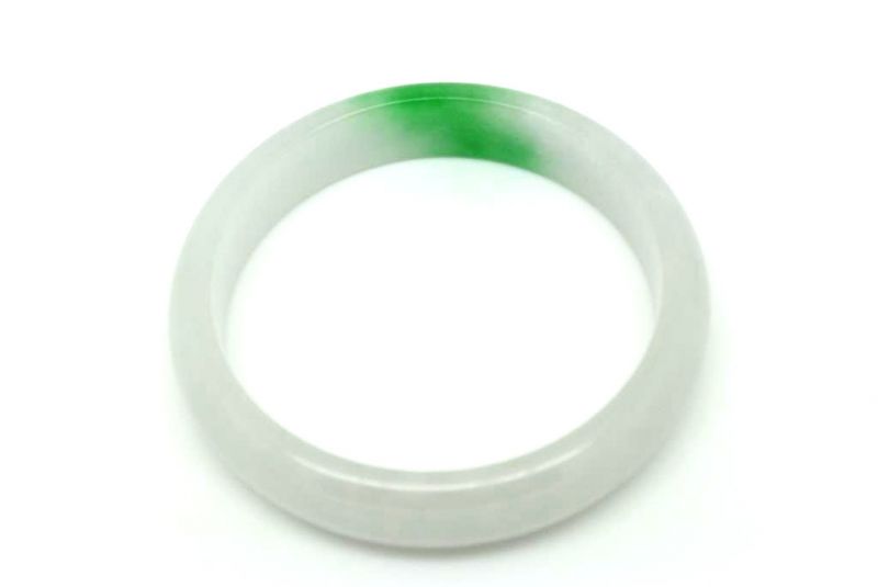 Jade-Armband Klasse A Weiß und grün 5 6cm 5