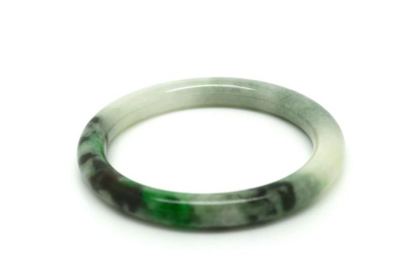 Jade-Armband Klasse A Weiß und grün 5 8cm 2