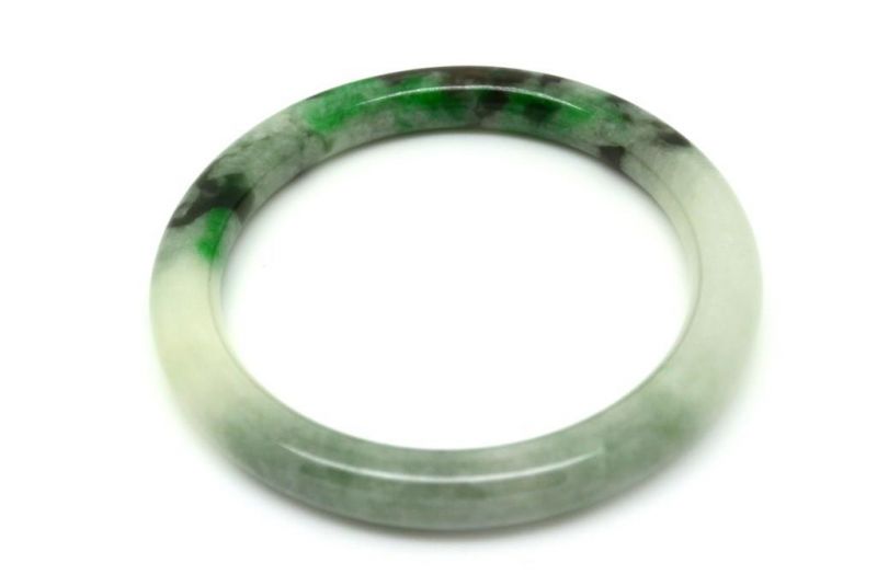 Jade-Armband Klasse A Weiß und grün 5 8cm 3