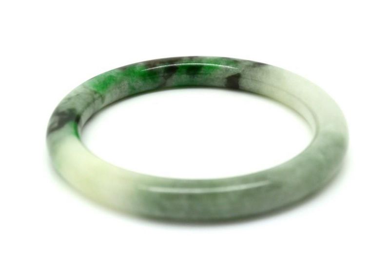 Jade-Armband Klasse A Weiß und grün 5 8cm 4