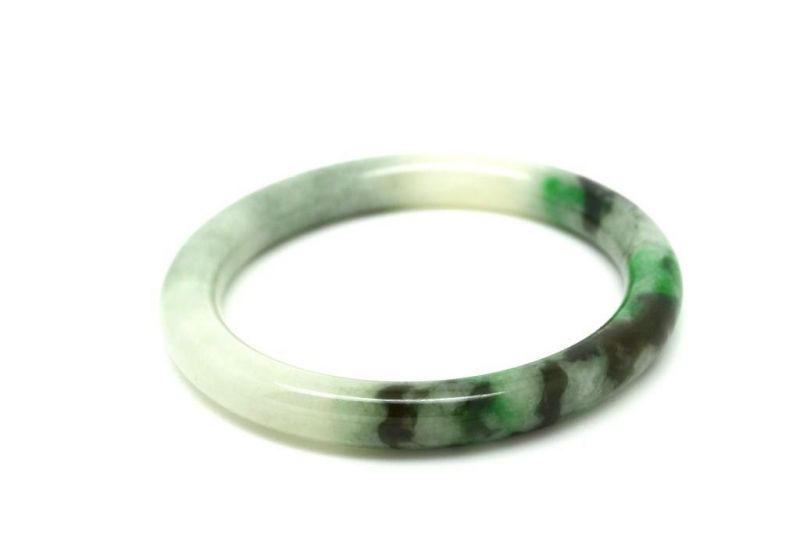Jade-Armband Klasse A Weiß und grün 5 8cm 5