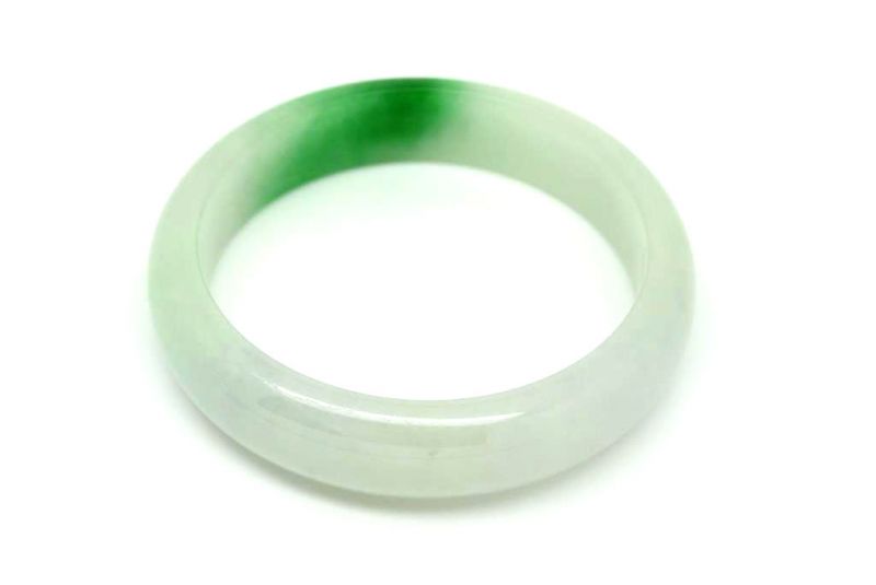 Jade-Armband Klasse A Weiß und grün 5 8cm 3