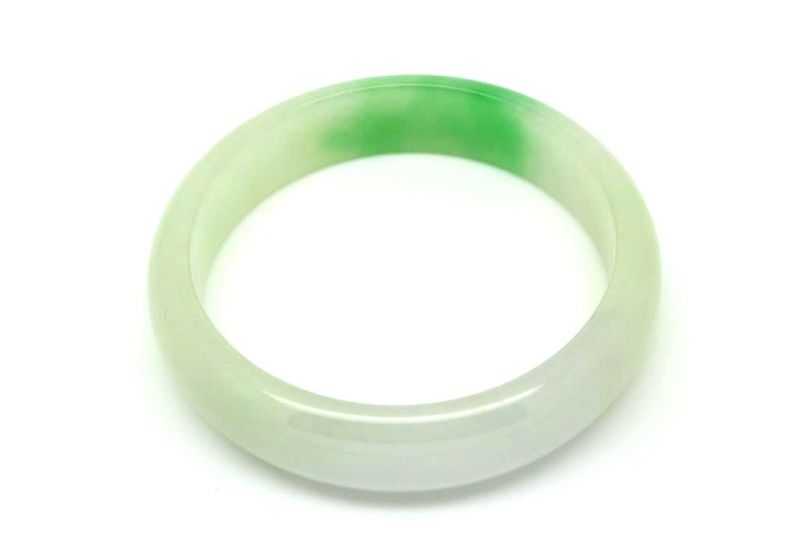 Jade-Armband Klasse A Weiß und grün 5 9cm 4