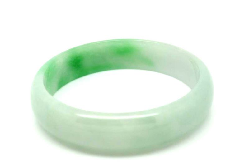Jade-Armband Klasse A Weiß und grün 6 2cm 2