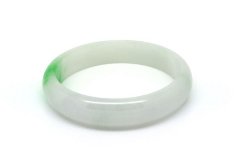 Jade-Armband Klasse A Weiß und grün 6cm 2