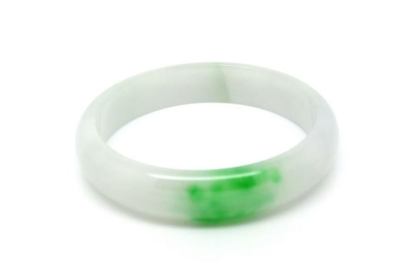 Jade-Armband Klasse A Weiß und grün 6cm 3