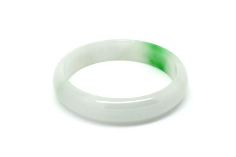Jade-Armband Klasse A Weiß und grün 6cm 4