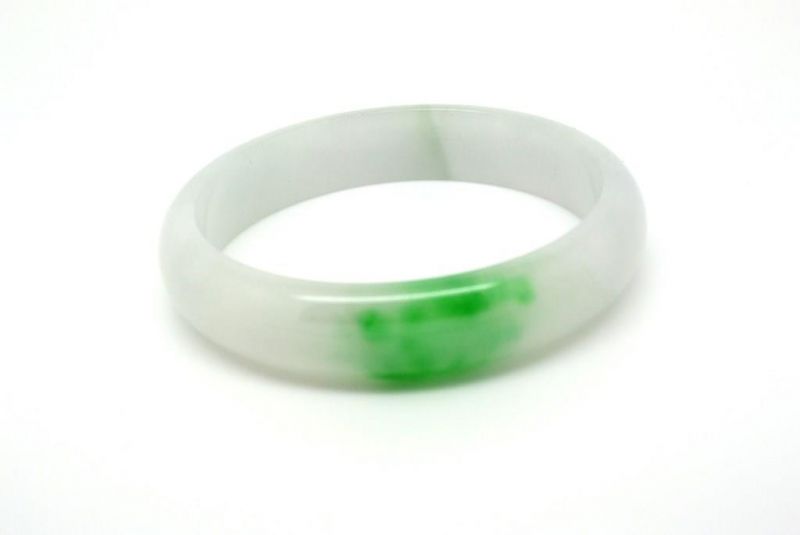 Jade-Armband Klasse A Weiß und grün 6cm 5