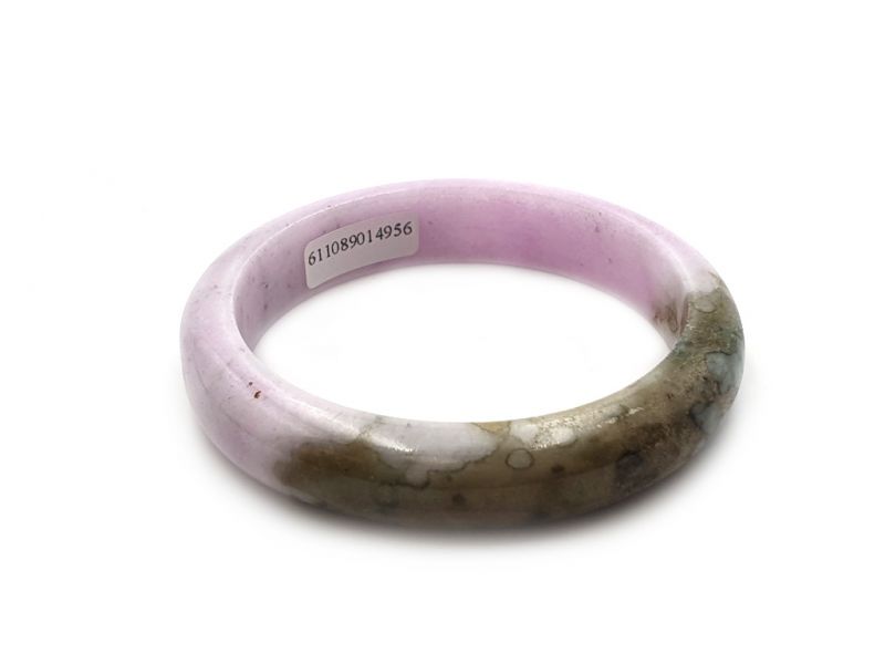 Jade-Armband Klasse A Weiß und Grün mit rosa Reflexen 3