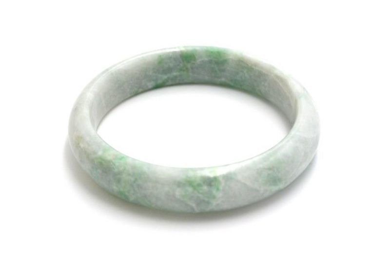 Jade-Armband Klasse A Weiß und Grüne spotted 2