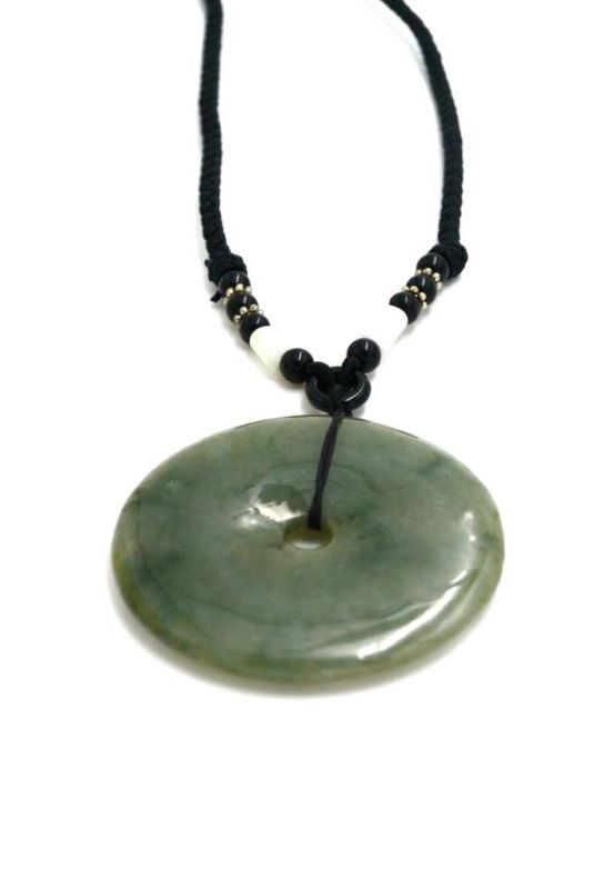 Jade Bi-Anhänger - Echte Jade - Dunkelgrün / Durchscheinend 2