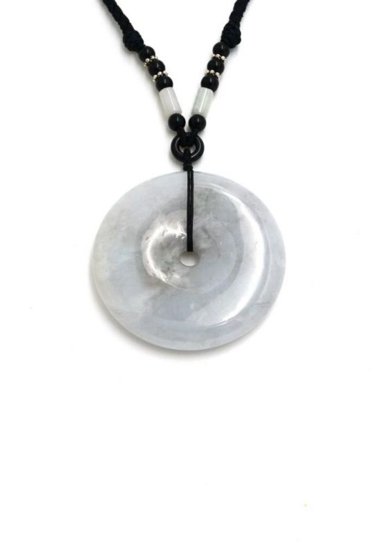 Jade Bi-Anhänger - Echte Jade - Weiß / Grau 2