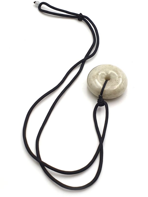 Jade Bi-Anhänger - Echte Jade - Weiß mit grünen Reflexen 3