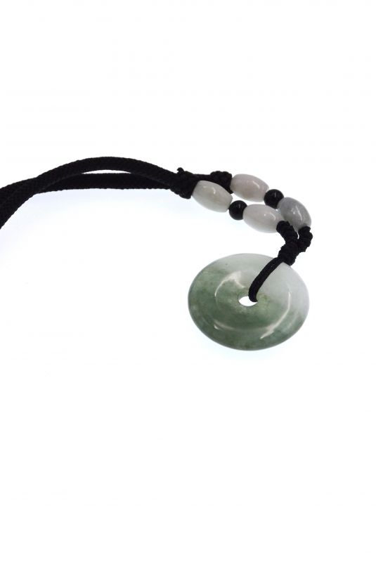 Jade Bi Pendant - Green and White 3