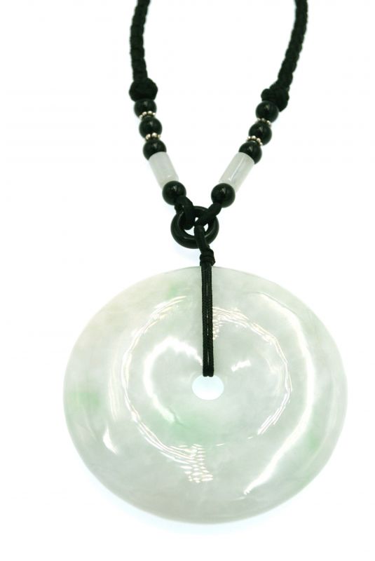 Jade Bi Pendant - Light Green Translucent 1