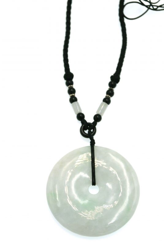 Jade Bi Pendant - Light Green Translucent 2