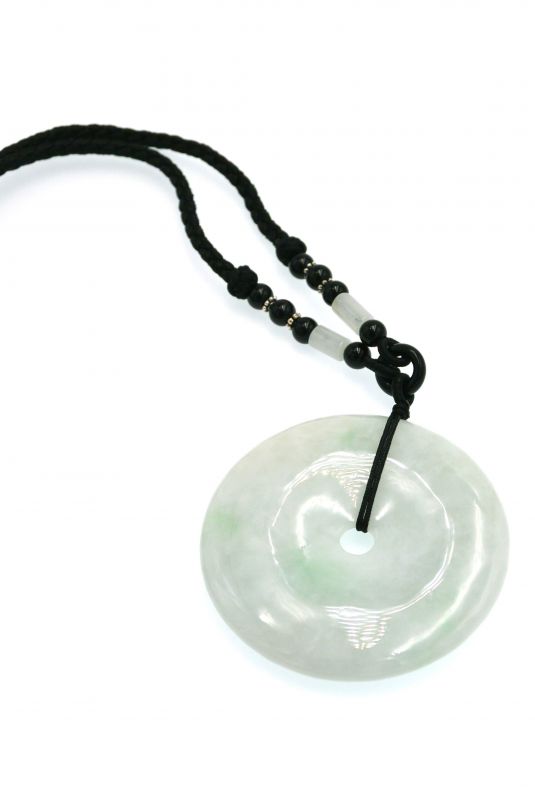 Jade Bi Pendant - Light Green Translucent 3