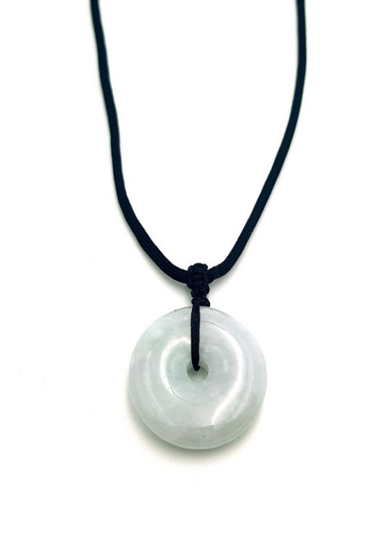 Jade Bi Pendant White with green highlights 1