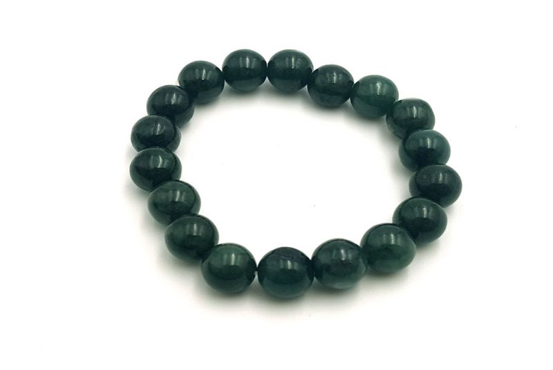 Jade Bracelet - 18 Beads - Dark green - 10mm diameter 1