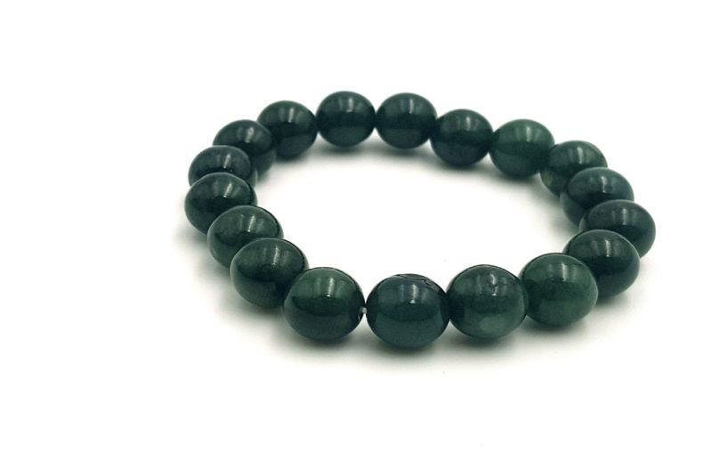 Jade Bracelet - 18 Beads - Dark green - 10mm diameter 2