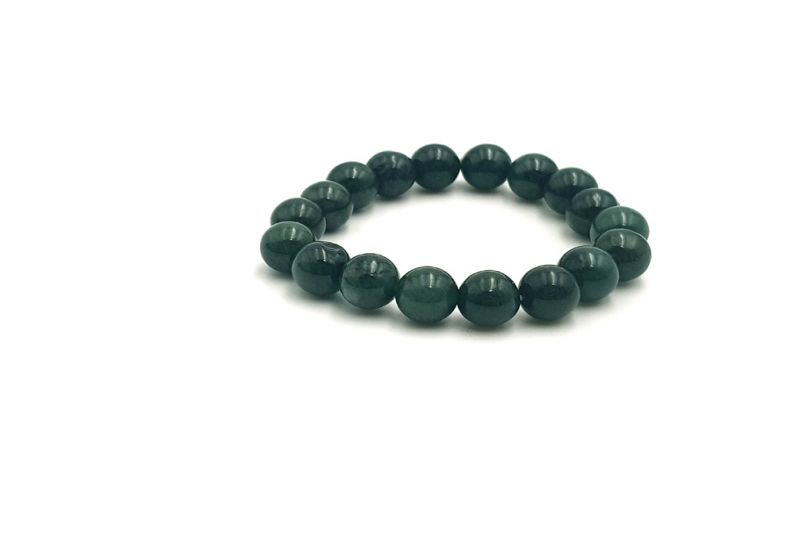 Jade Bracelet - 18 Beads - Dark green - 10mm diameter 3