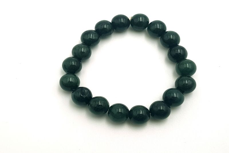 Jade Bracelet - 18 Beads - Dark green - 10mm diameter 4