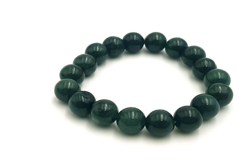Jade Bracelet - 18 Beads - Dark green - 10mm diameter 5