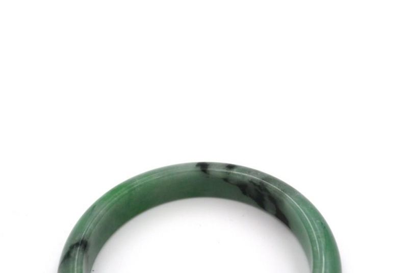 Jade Bracelet - Bangle Class A 5 8cm - Green spotted 2