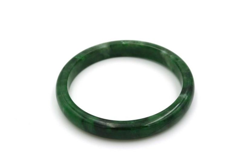 Jade Bracelet - Bangle Class A 6 0cm - Dark Green 1