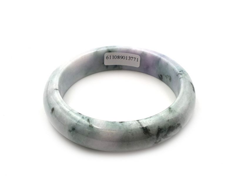 Jade Bracelet Bangle Class A Blanc et vert tacheté 3