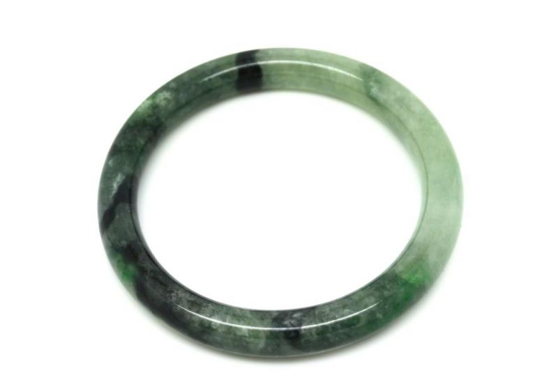 Jade Bracelet Bangle Class A Green and White 5 9cm 1