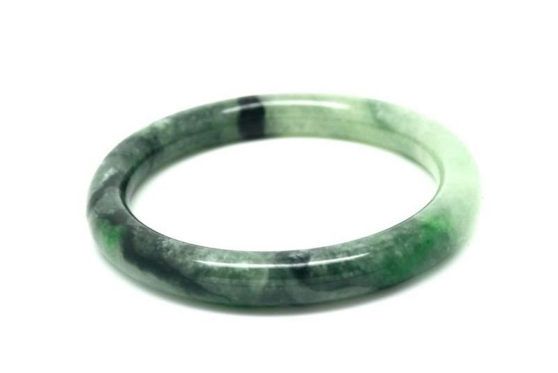 Jade Bracelet Bangle Class A Green and White 5 9cm 2