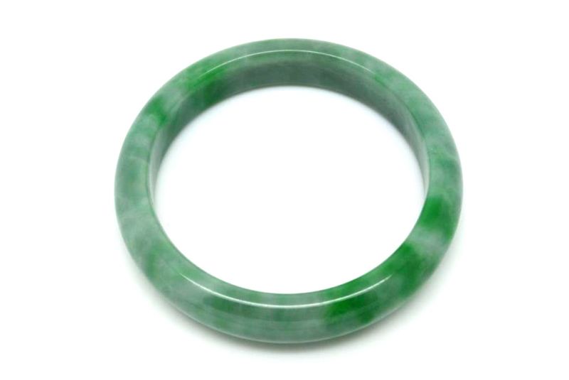 Jade Bracelet Bangle Class A Green Apple and White 1