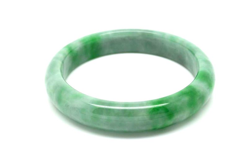 Jade Bracelet Bangle Class A Green Apple and White 2